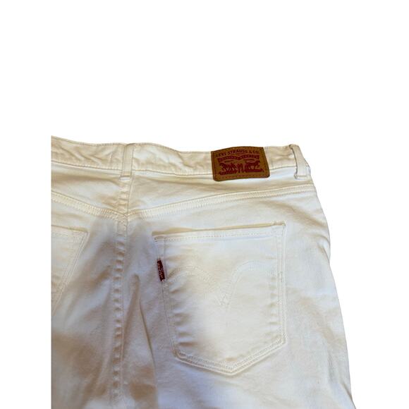 Levi's White Classic Straight Leg Jeans Sz 31 High Rise Ankle Length Stretch - Picture 6 of 7